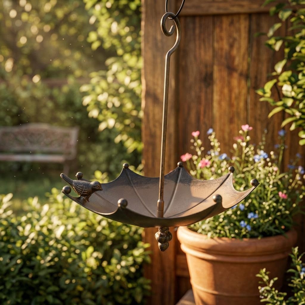 Umbrella-shaped iron birdhouse