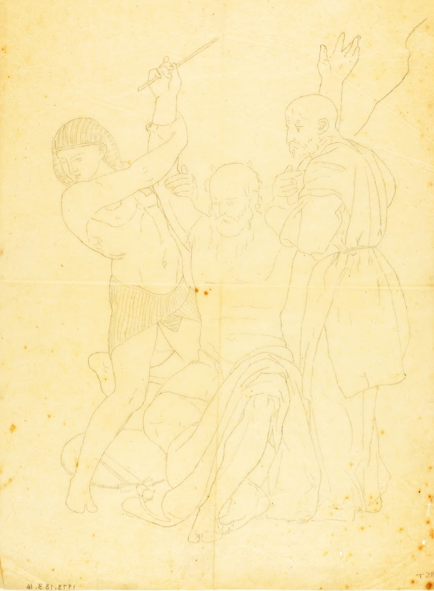 Aaron and Hur on Mount Horeb clothed study ca 1857