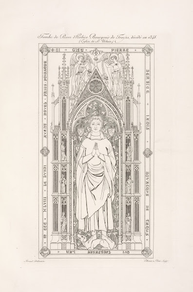 Tombe de pierre dherbice Bourgeois de Troyes décédé en 1348 Église de St Urbain