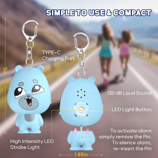 Thopeb Alarma Personal Recargable USB-C con Doble Sirena