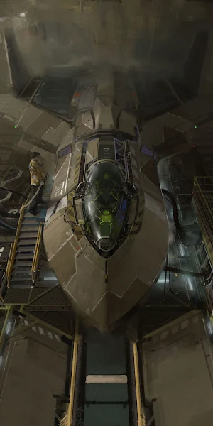 Sci-Fi Hangar, Spaceship Interior, Futuristic Aircraft, Concept Art 2K Wallpaper Background