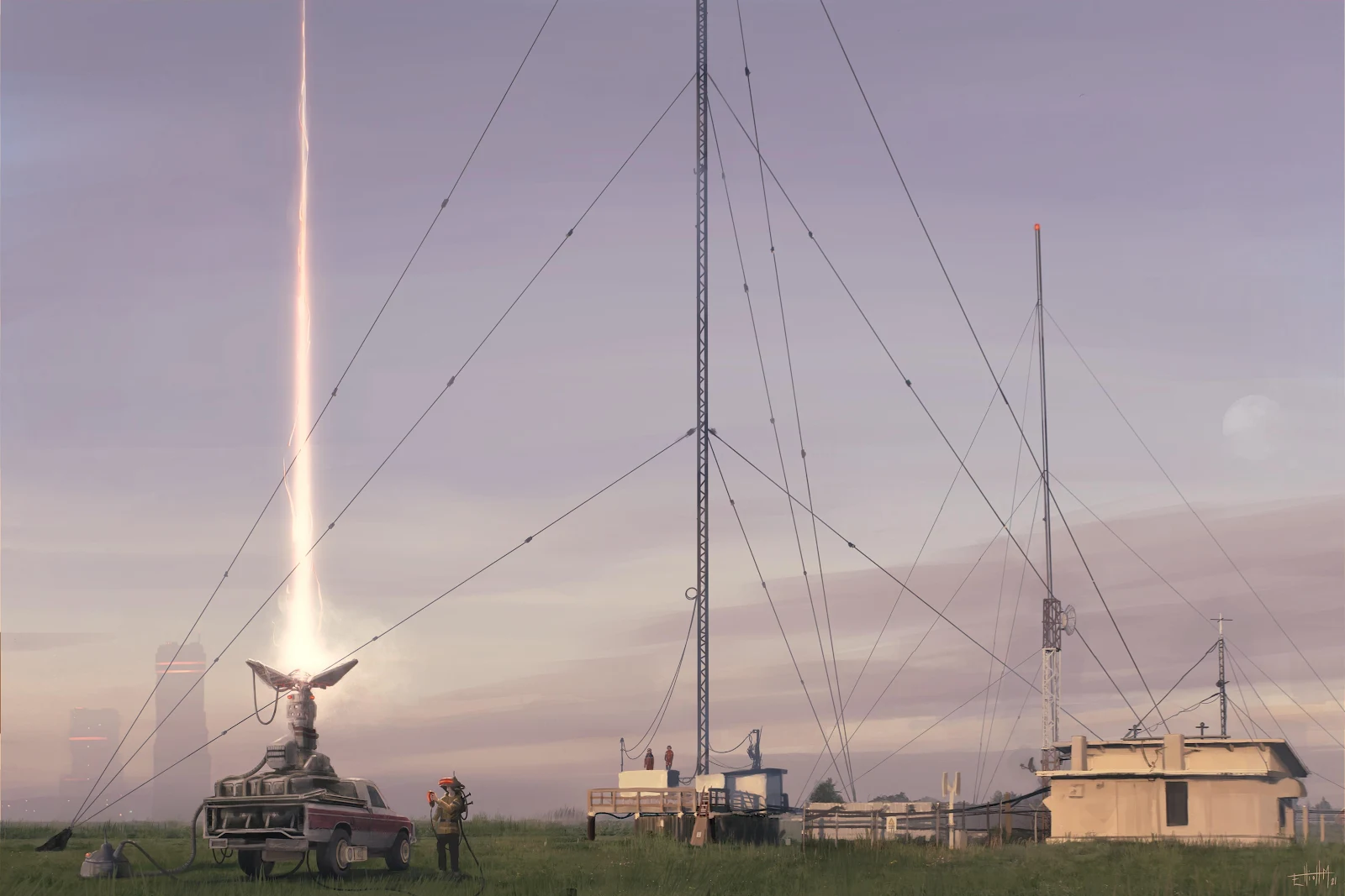 Sci-Fi Truck Firing Energy Beam - Digital Concept Art 4K Wallpaper (4608x3072)