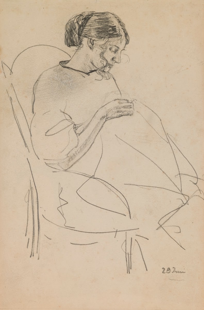 Study of a Woman Sewing 1908