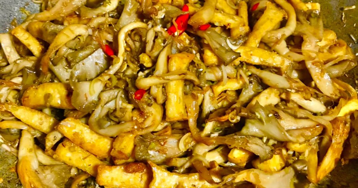 Nấm bào ngư, tàu hủ xào sả ớt