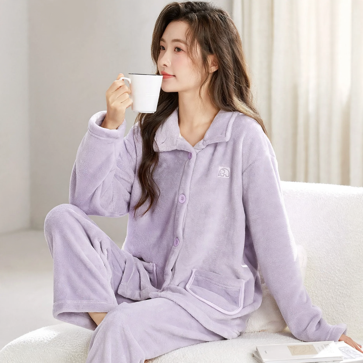 Women's coral fleece pajamas, warm and fluffy