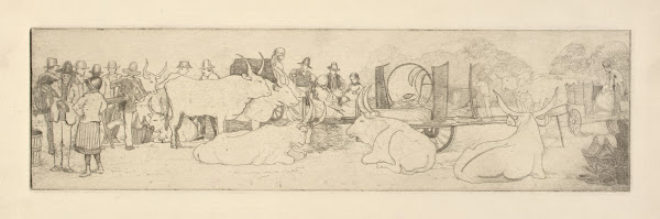 Farm Scene with Bulls