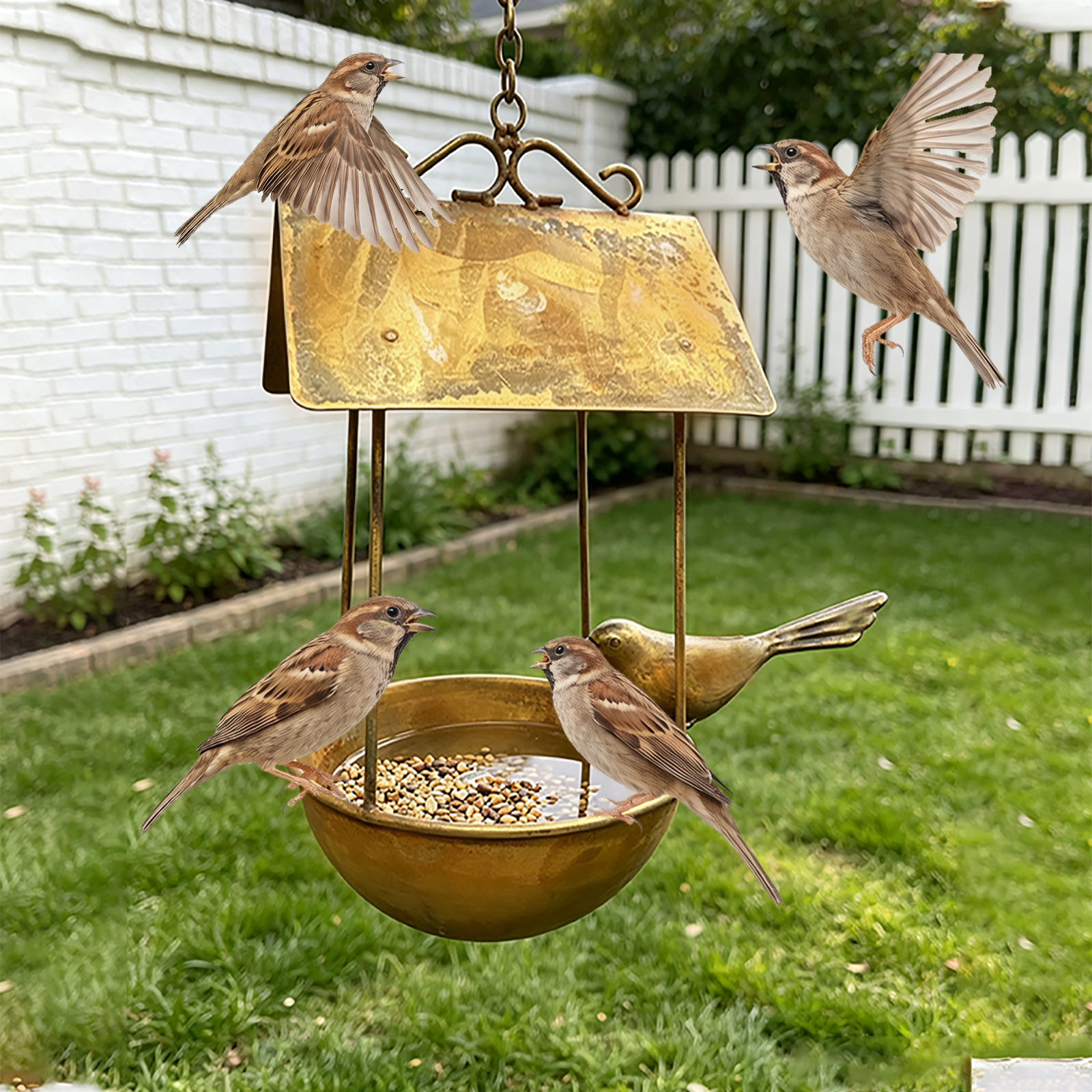 Iron birdhouse, hanging, rust look