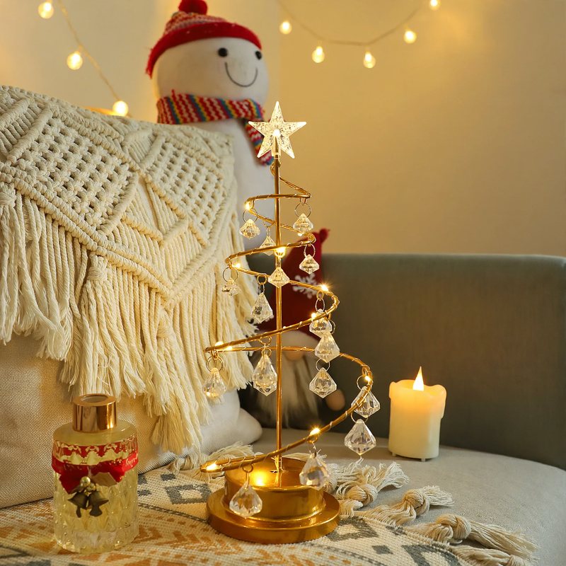 LED-Kristallbaum-Licht mit Metallsockel, USB und Batterie