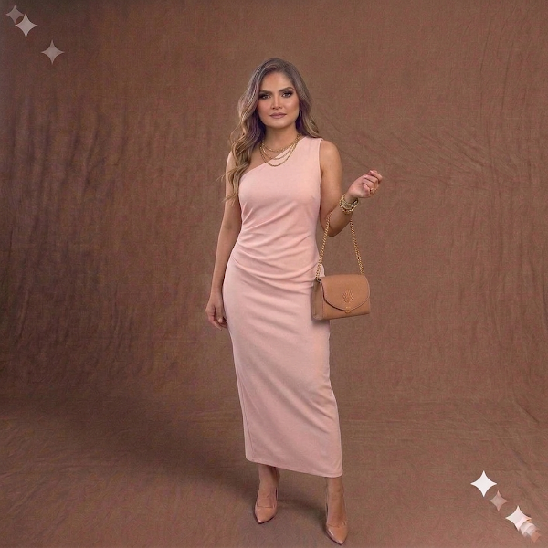 Vestido Rosa Corte Asimétrico