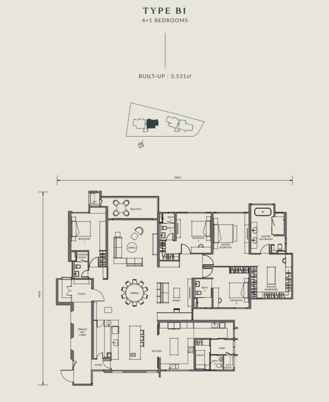 Aetas Seputeh Type B1 floor plan — 3750 sq ft, 4 bedrooms