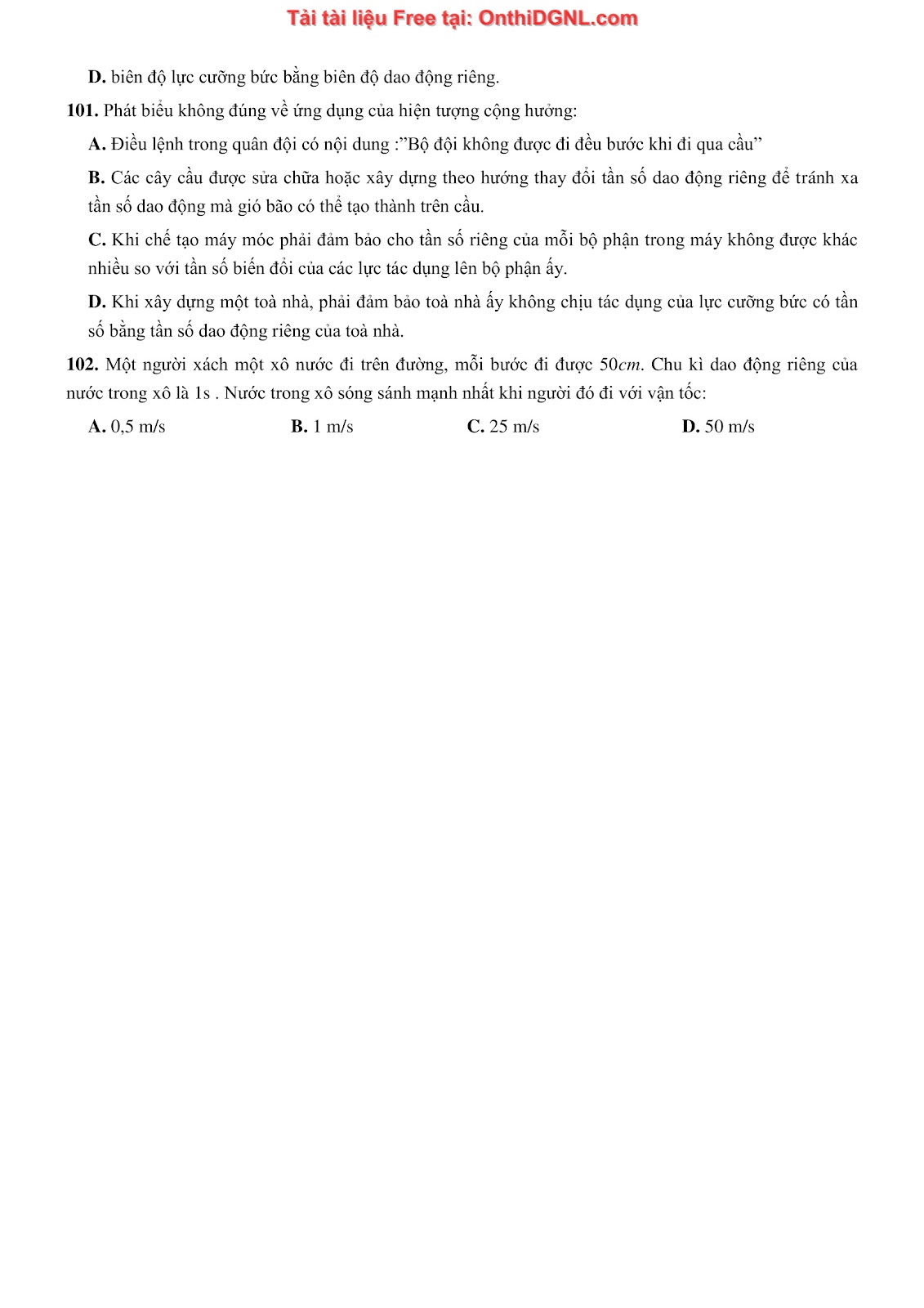 300 bài tập môn Vật Lý - Ôn thi ĐGNL ĐHQG TPHCM Phần 3