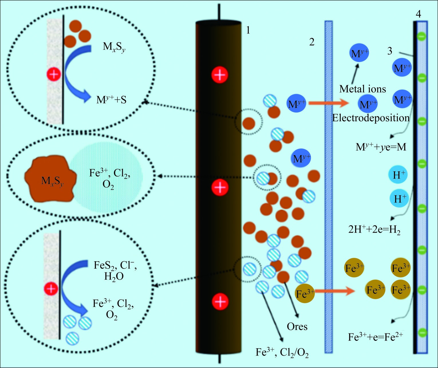 Metal extraction from bismuth sulfide concentrates by cyclone slurry electrolysis