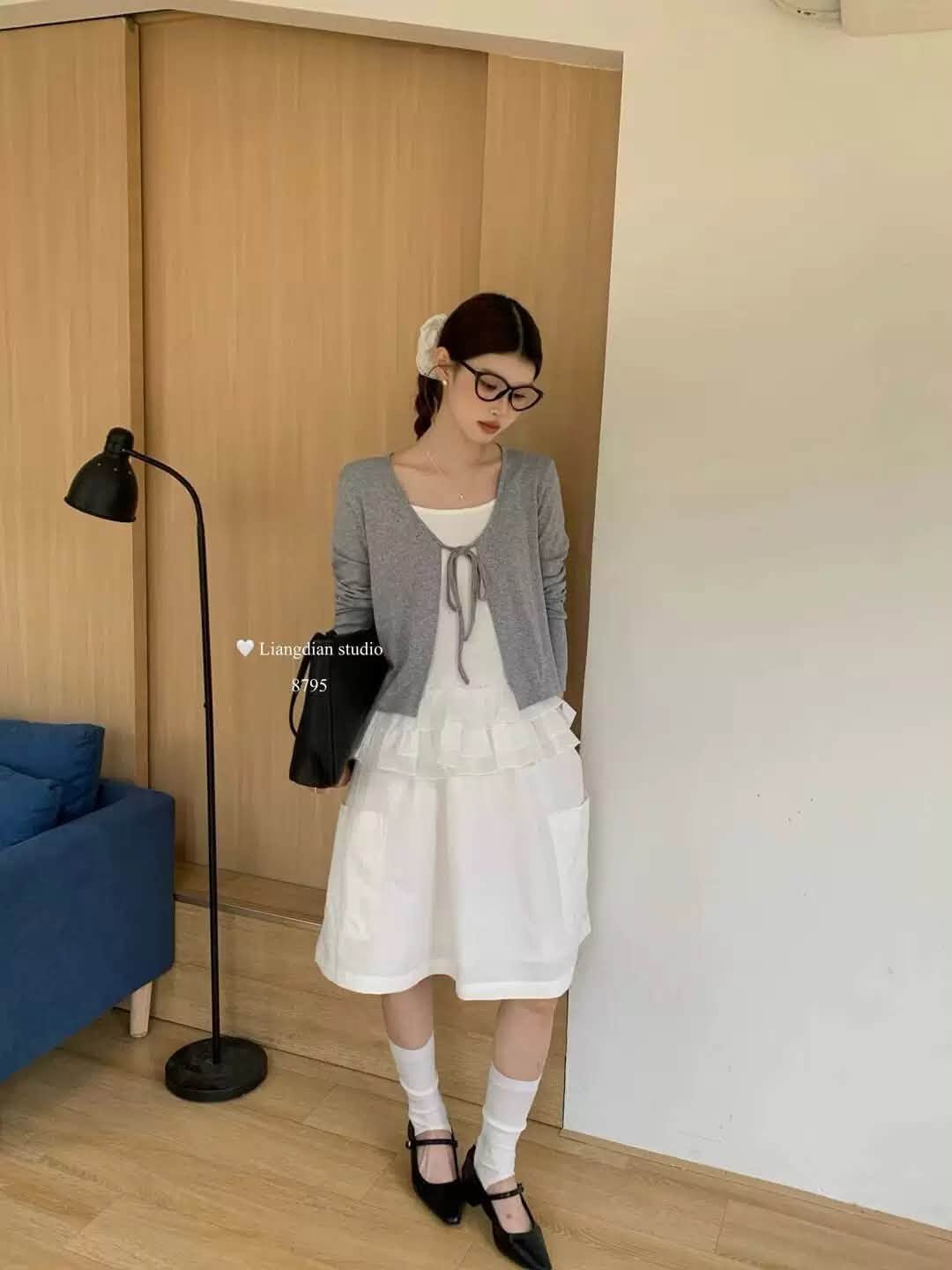 Set áo cadigan kèm hai dây bèo xòe XONXEN SHOP 8795