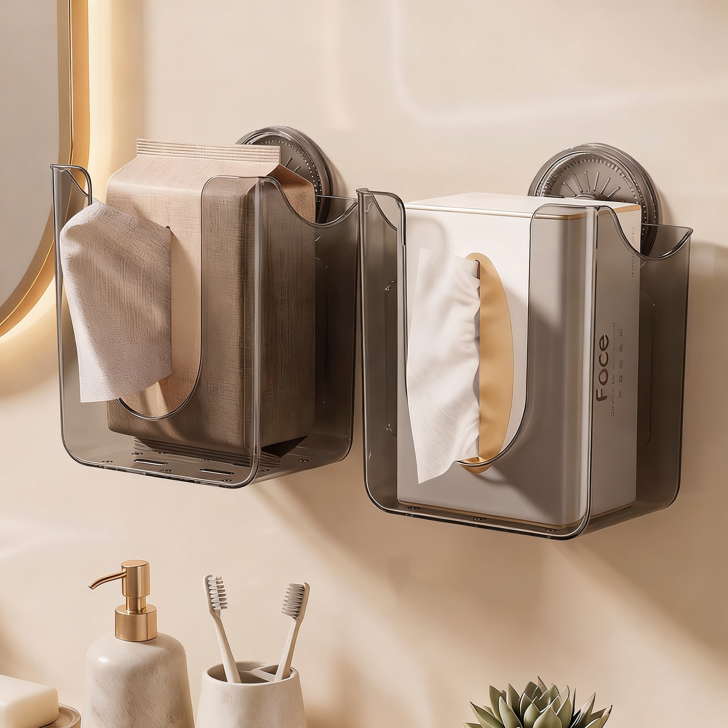 Wall-mounted paper towel holder with suction cup