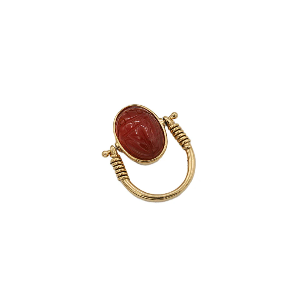 Кольцо перевертыш Скарабей с камеей CARNELIAN