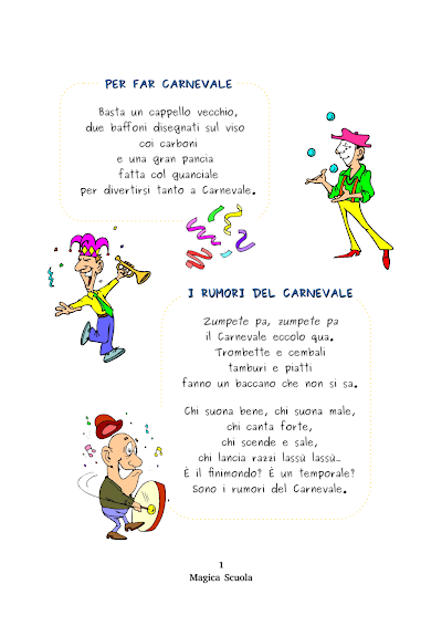 Anteprima della prima pagina: Filastrocche di Carnevale (cl. 2)