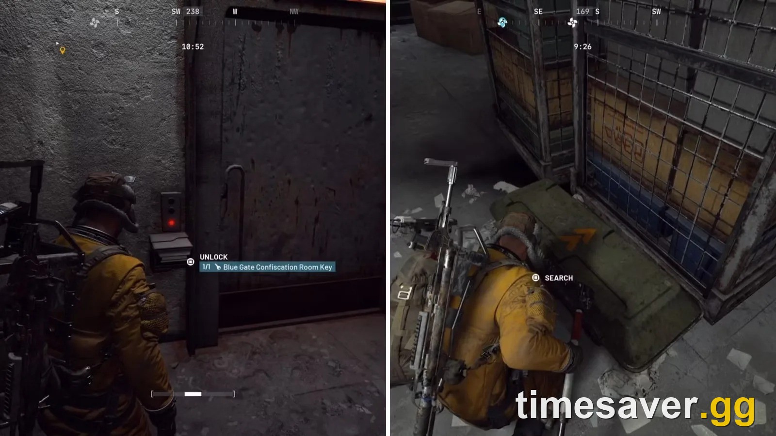 Unlocking a Blue Gate room and searching a container in the ARC Raiders underground.