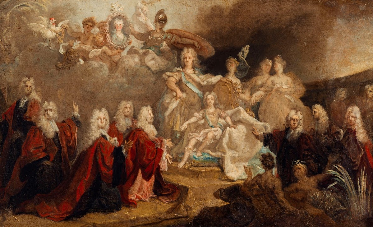 Allégorie des fiançailles de Louis XV avec linfante Marie Anne Victoire dEspagne
