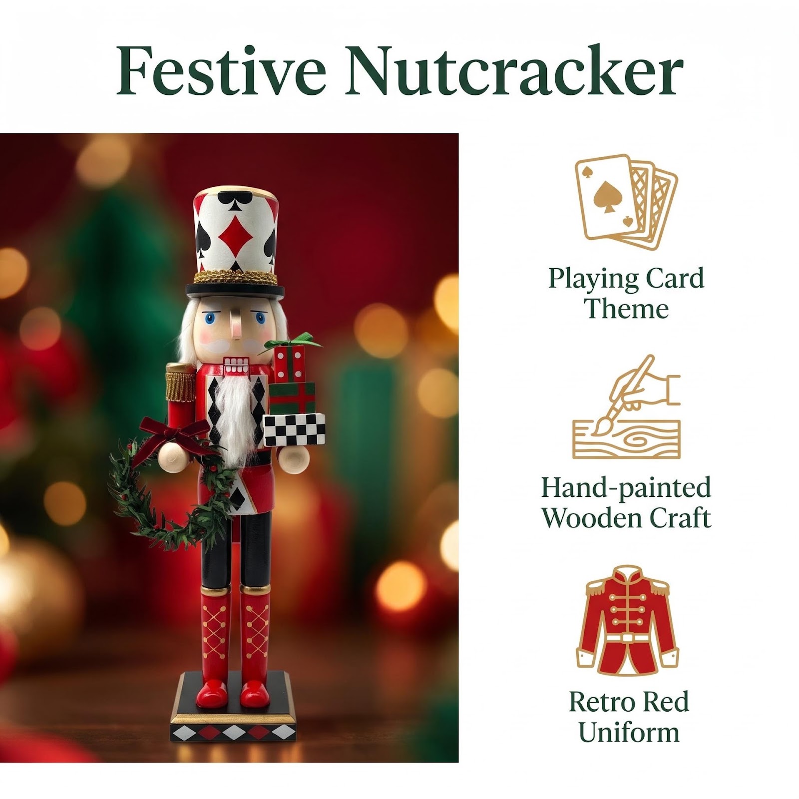 Decorative nutcracker soldier in poker design