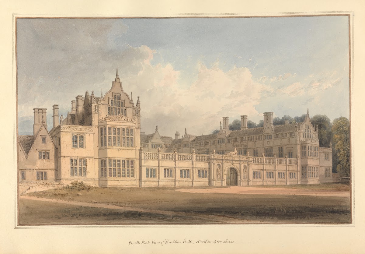 South East View of Rushton hall Northamptonshire 1818