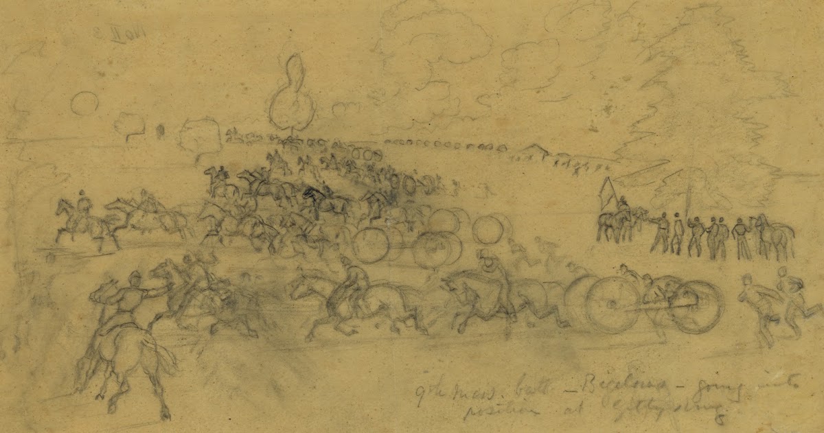 9th Mass batt Bigelows going into position at Gettysburg 1863