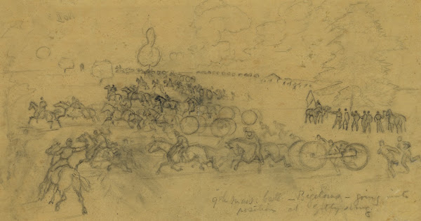 9th Mass batt Bigelows going into position at Gettysburg 1863