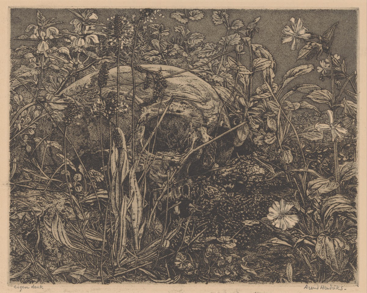 Schedel tussen bloemen in een veld 1911   1942