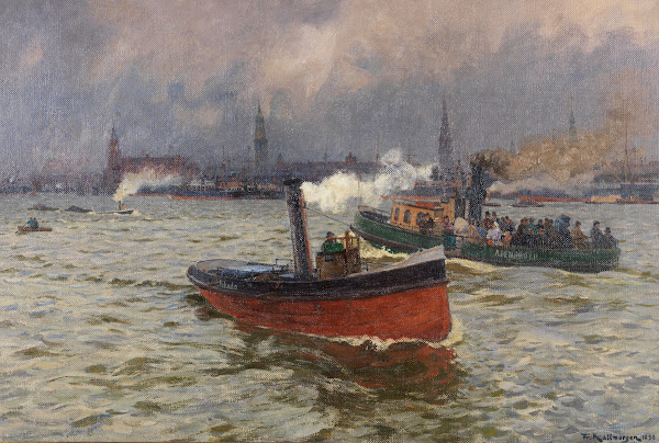 Heranziehendes Wetter im Hamburger Hafen 1898