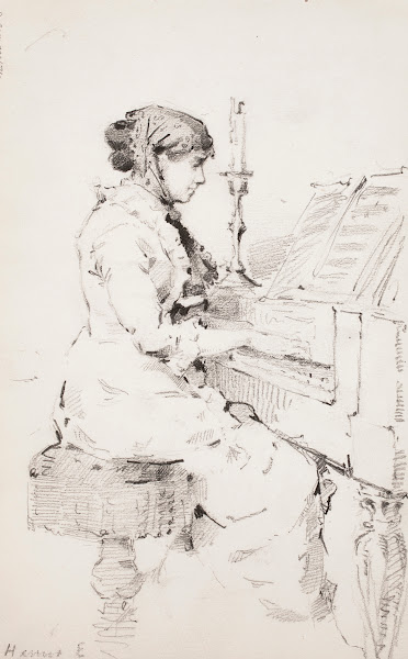 Hanna Estlander os Lupander taiteilijan serkku soittaa pianoa 1879   1880