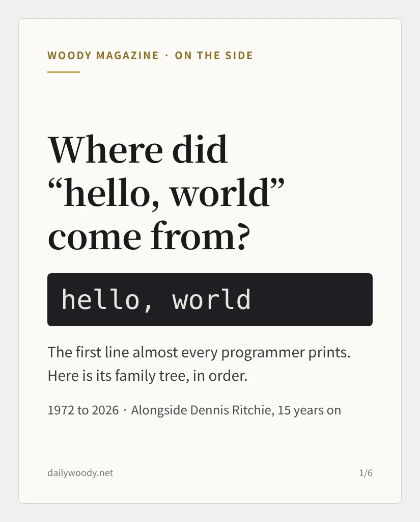 Where did hello, world come from? (card 1 of 6)