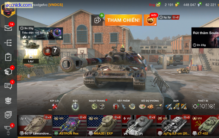 Bán acc WoT Blitz khủng, acc có 7 xe tak cấp 10 VK 72.01 K,...