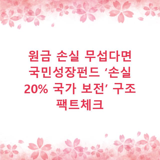 원금 손실 무섭다면 국민성장펀드 ‘손실 20% 국가 보전’ 구조 팩트체크