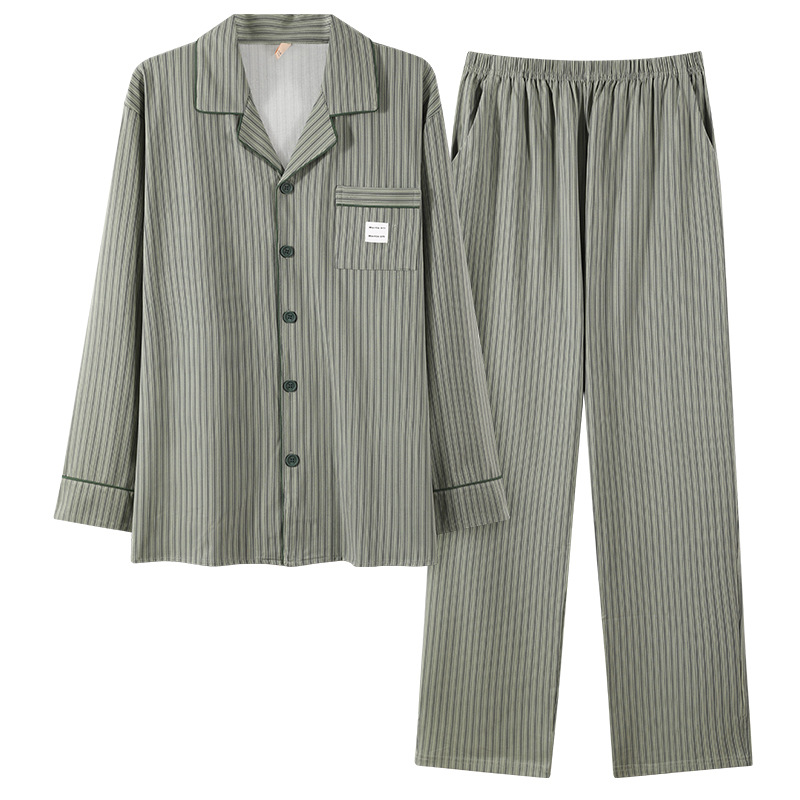 Herren-Schlafanzug-Set, Baumwolle, gestreift