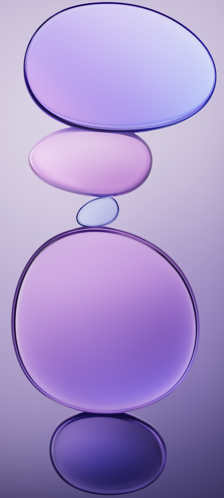 Stacked Purple Glass Shapes Reflected - Abstract 3D Render Full HD iPhone Wallpaper (1236x2750)