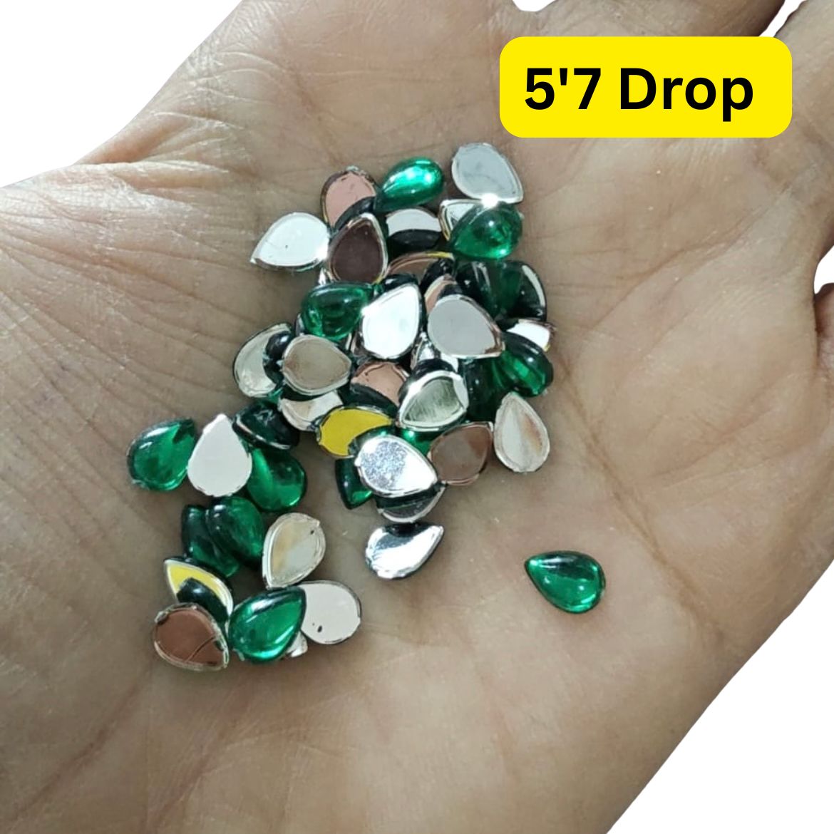 Tin Patti green 5*7 Tilak shape Diamond (Pack of 50)