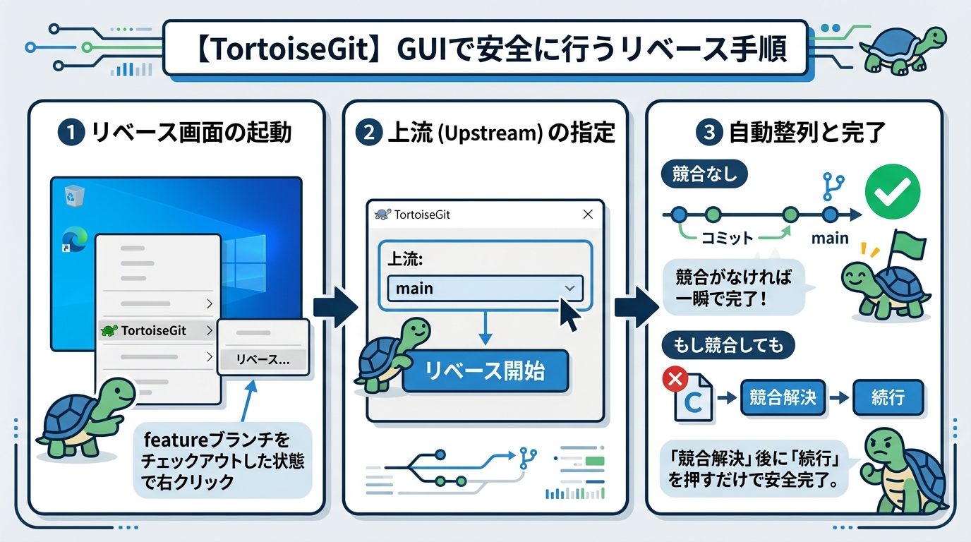 TortoiseGitでの直感リベース手順