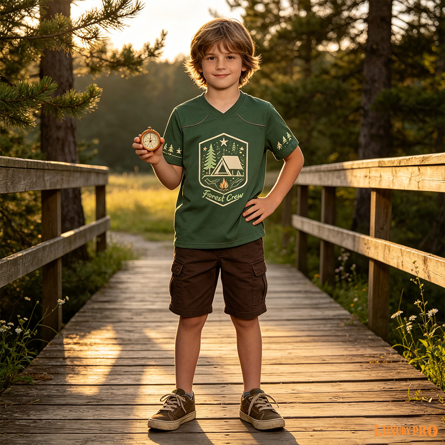 NGA V collar children's short-sleeved shirt