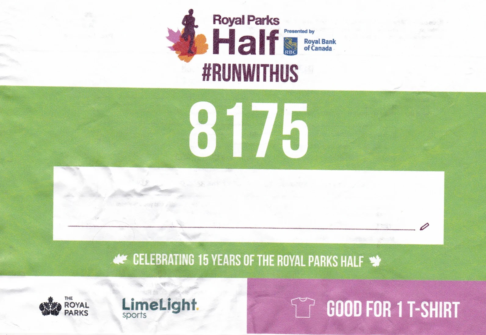 Dorsal de Royal Parks Half