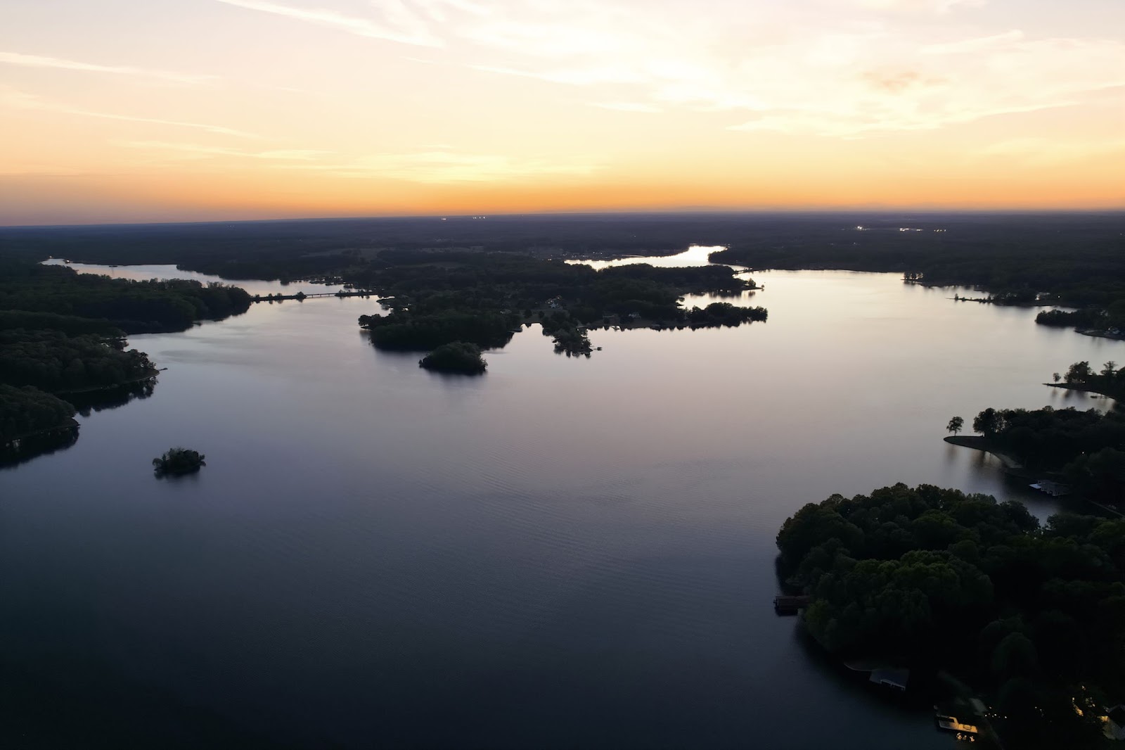 Aerial view of Lake Anna at sunset