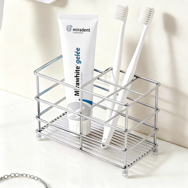 Stainless steel toothbrush holder, shelf