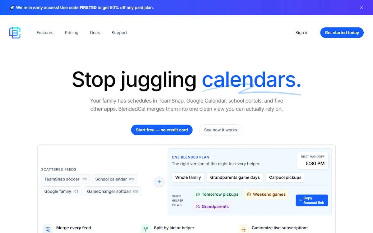 Captura de BlendedCal.com