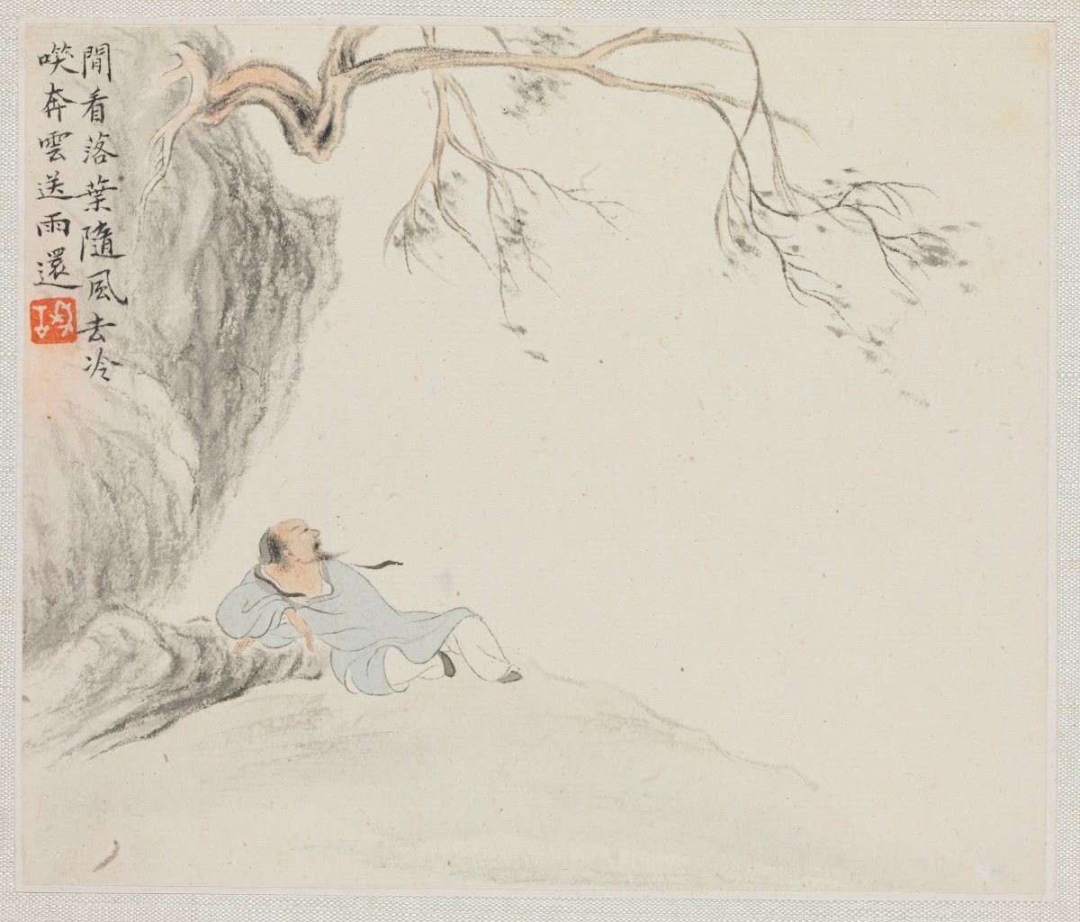 A Man Reclines beneath an Overhanging Branch 1700s