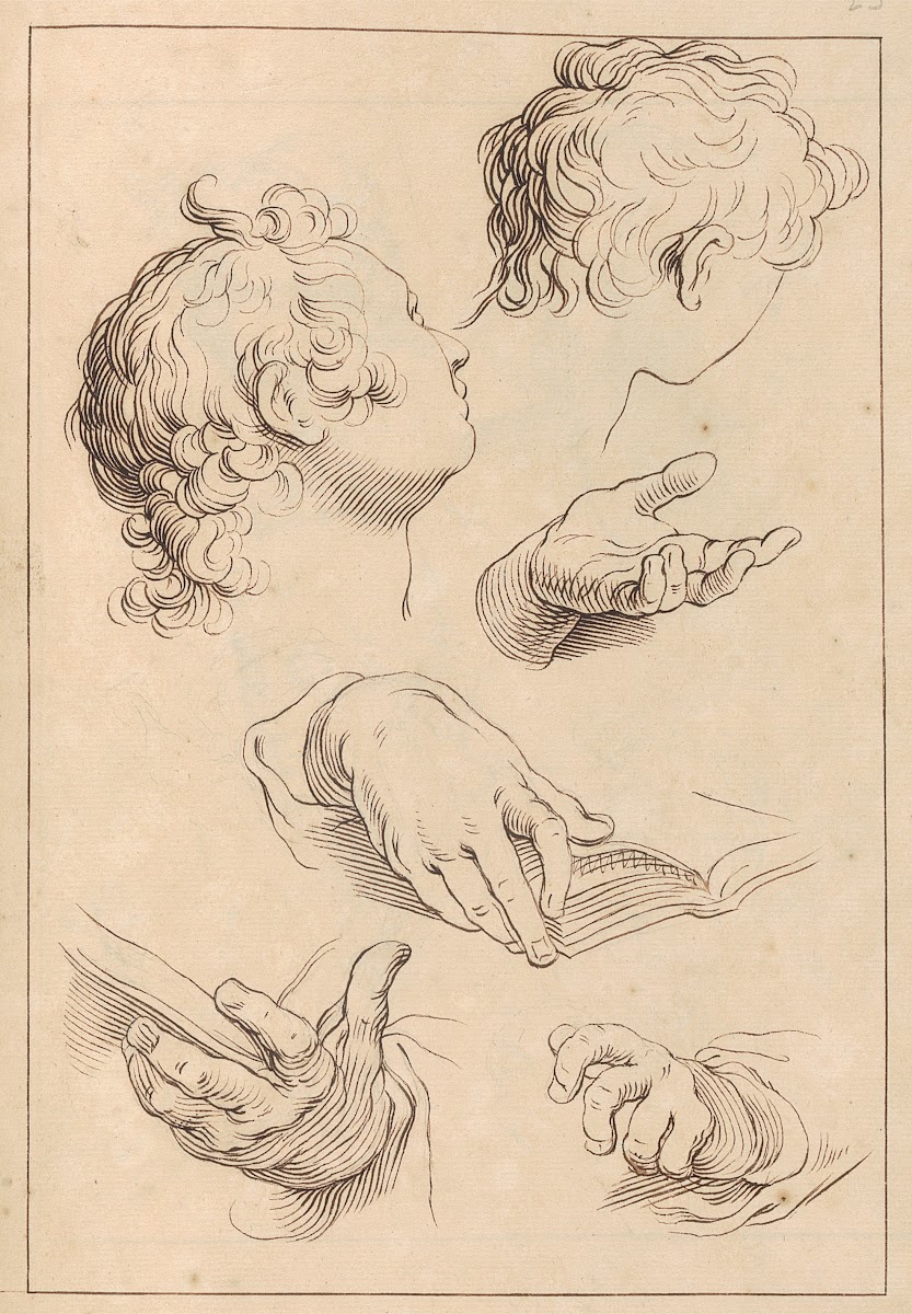 Various Sketches of Heads and Hands 1715