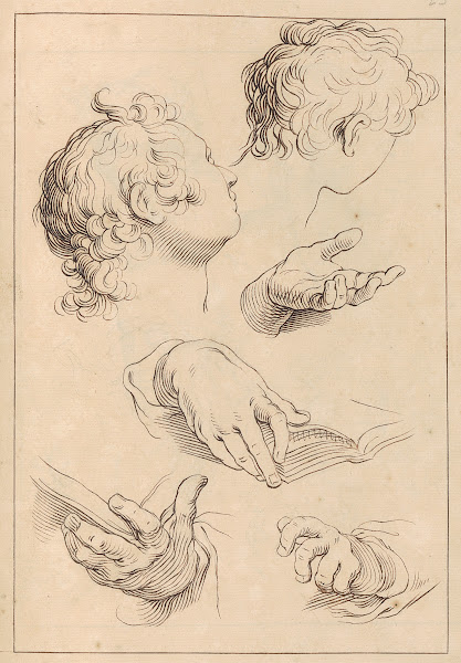 Various Sketches of Heads and Hands 1715