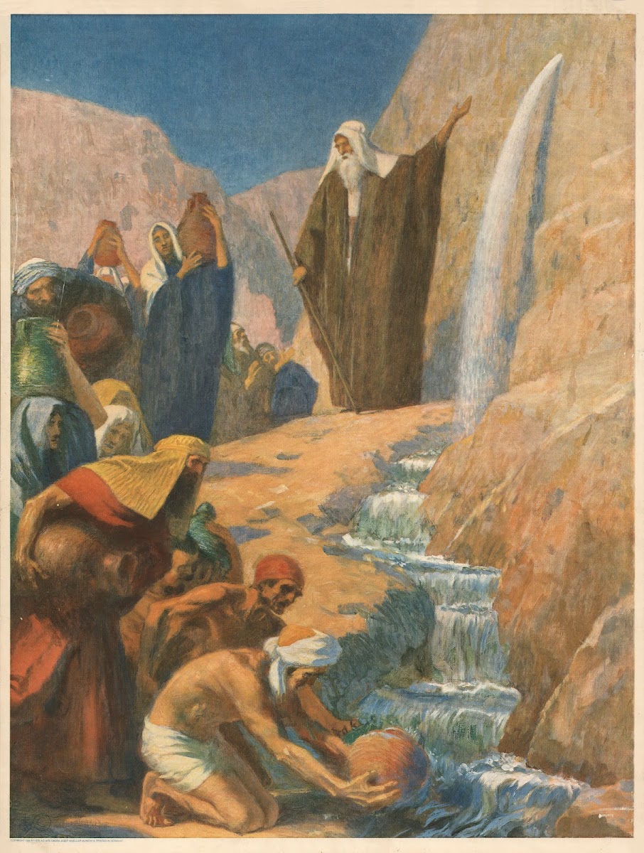 Moses strikes the rock for water 1932
