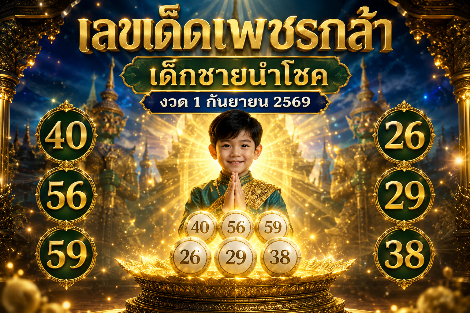 เลขเด็ดเพชรกล้า เด็กชายนำโชค งวด 1 กันยายน 2569 ส่องเลขปิงปอง 2 ตัวตรง