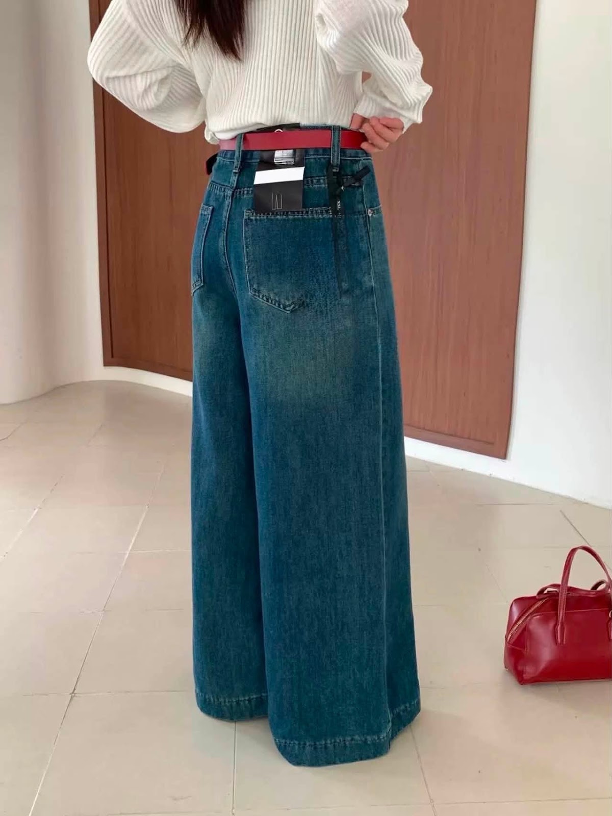 Quần jean rộng trơn 2 túi kèm nịt XONXEN SHOP 6601 – Image 3