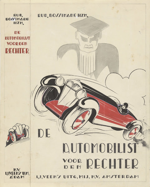 Bandontwerp voor Rudolf Bossinade De automobilist voor den rechter Automobiliste