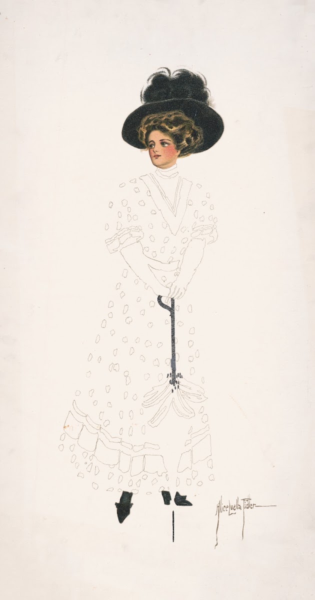 Woman with hat and umbrella 1908