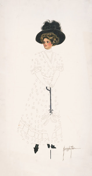 Woman with hat and umbrella 1908